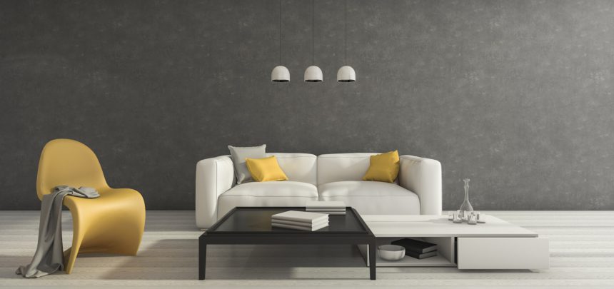 3d rendering loft minimal room with good design furniture