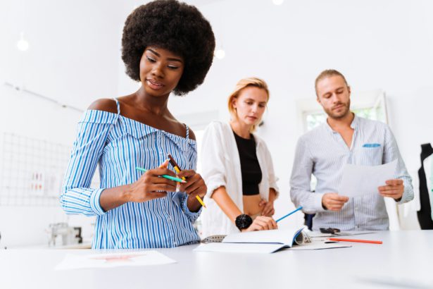 Team of fashion designers at work